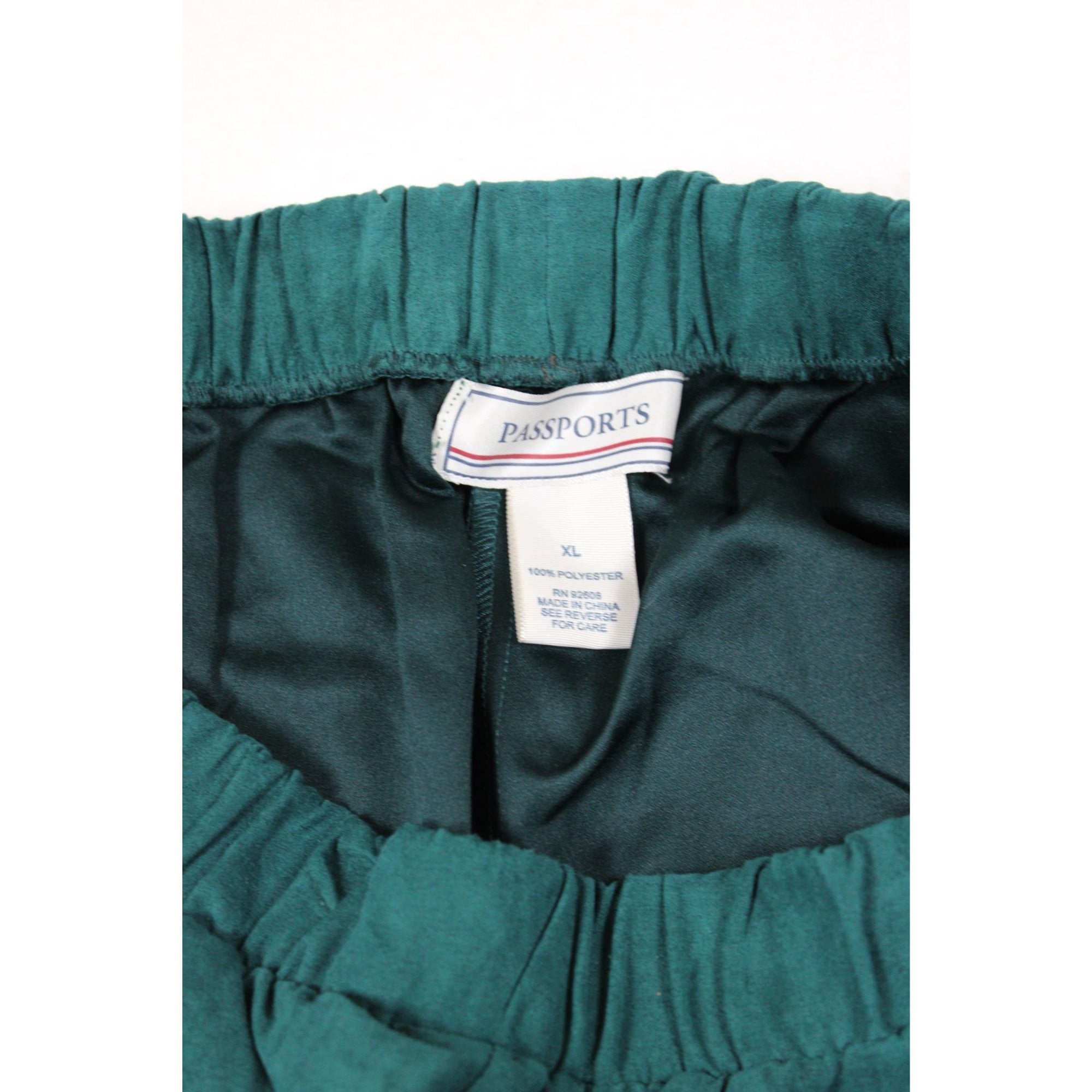NWT Passports Womens Elastic Waist Green Pants XL