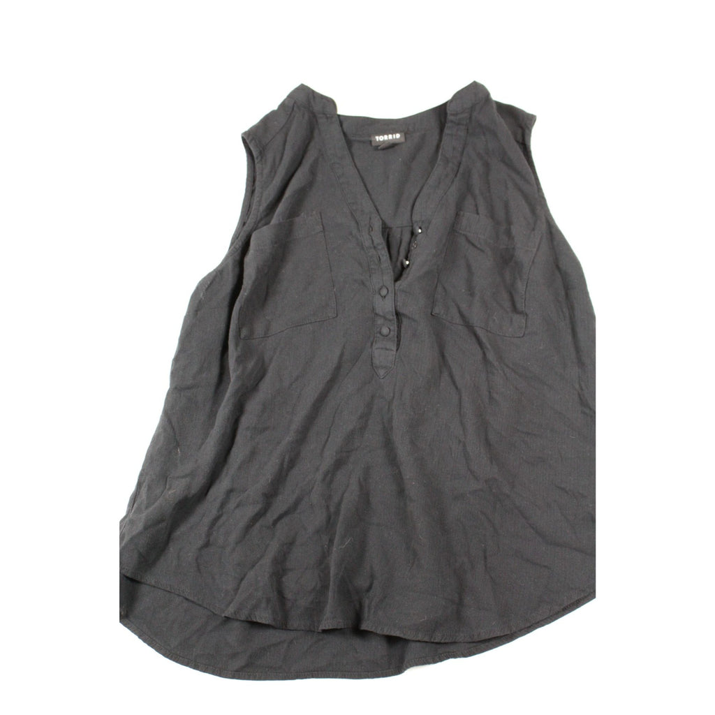 Torrid Black Sleeveless V-Neck Button-Front Blouse Size 00