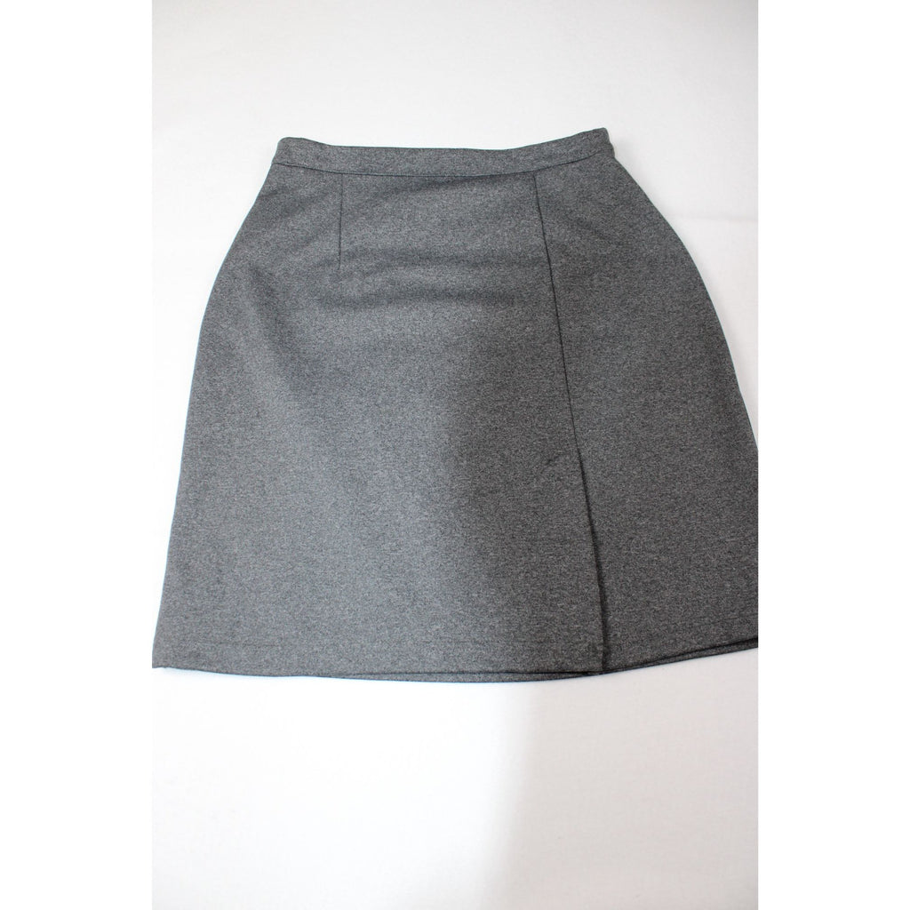 LandN Sea Gray A-Line Midi Skirt Medium Polyester Blend Vintage Made In Mexico