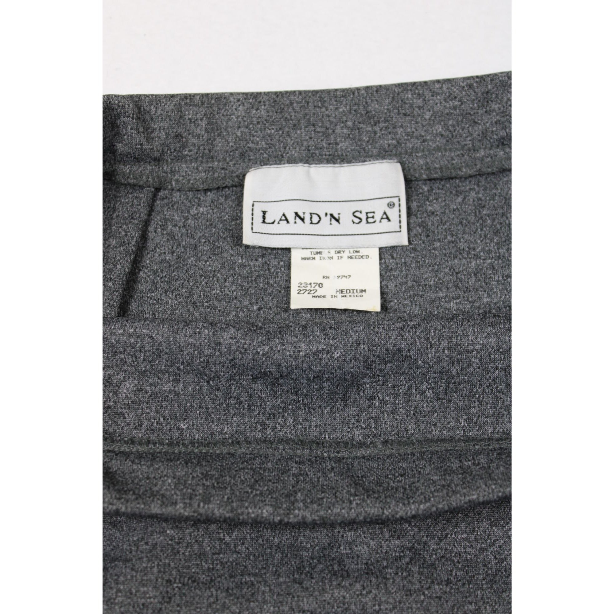 LandN Sea Gray A-Line Midi Skirt Medium Polyester Blend Vintage Made In Mexico