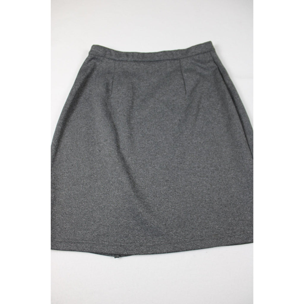LandN Sea Gray A-Line Midi Skirt Medium Polyester Blend Vintage Made In Mexico