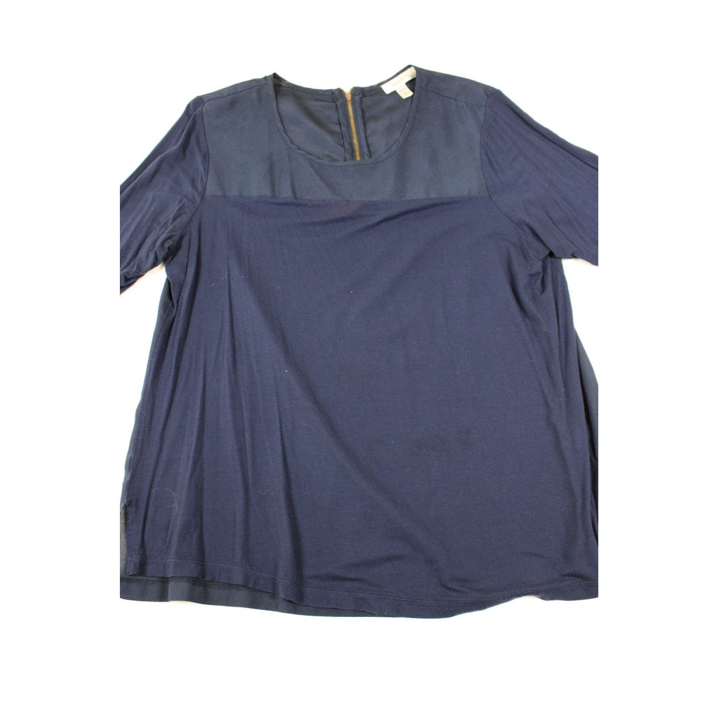 Dressbarn Womens Navy Blue Blouse With Satin Contrast & Back Zip Size 1X
