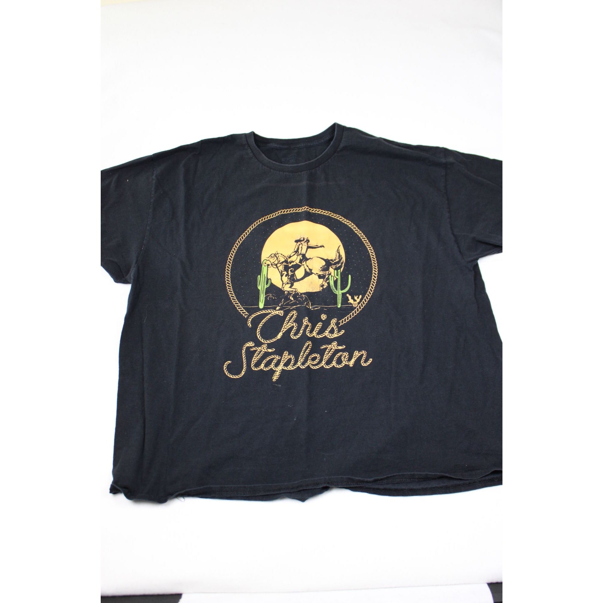 Chris Stapleton Graphic Tee Black Western Cowboy Rider Design Short Sleeve Unisex Size L