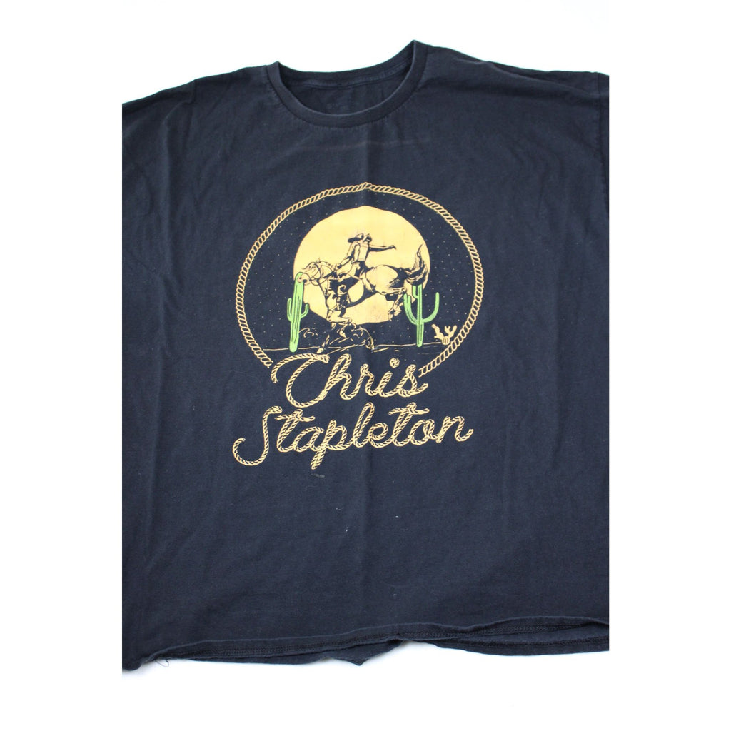 Chris Stapleton Graphic Tee Black Western Cowboy Rider Design Short Sleeve Unisex Size L