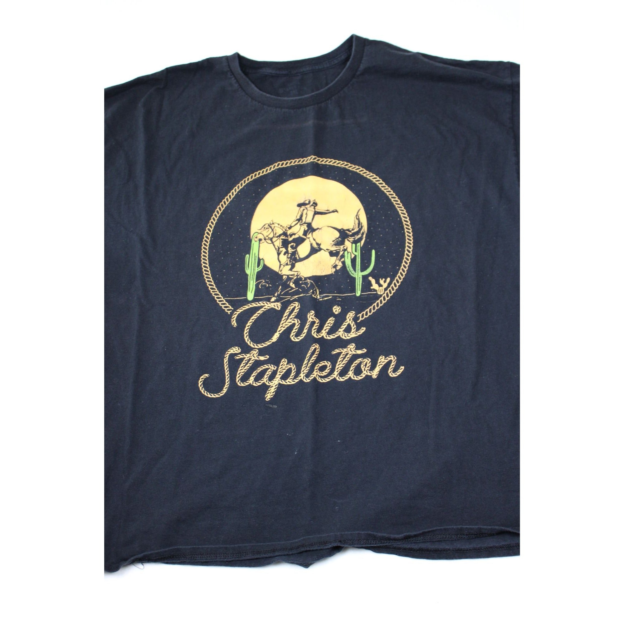 Chris Stapleton Graphic Tee Black Western Cowboy Rider Design Short Sleeve Unisex Size L