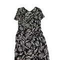 Maggie Lawrence Black & White Tropical Floral Button Down Midi Dress