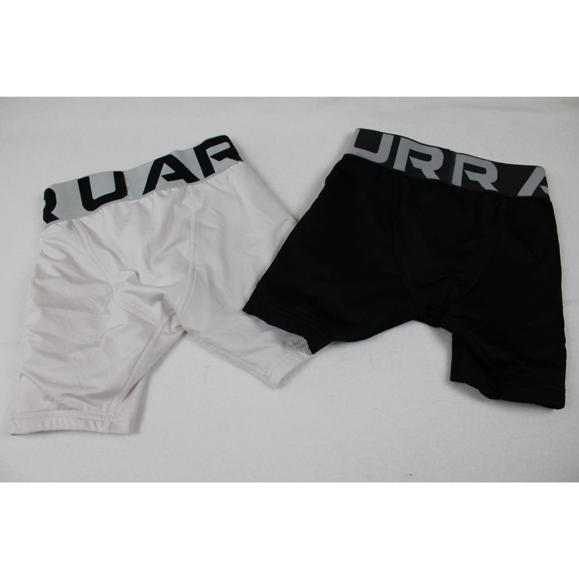 Under Armour Youth Compression Shorts Lot Of 2 Black & White Fitted YXS Boys