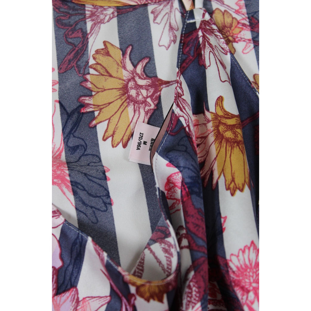 Floral Striped Sleeveless Cami Top With Back Tie Medium