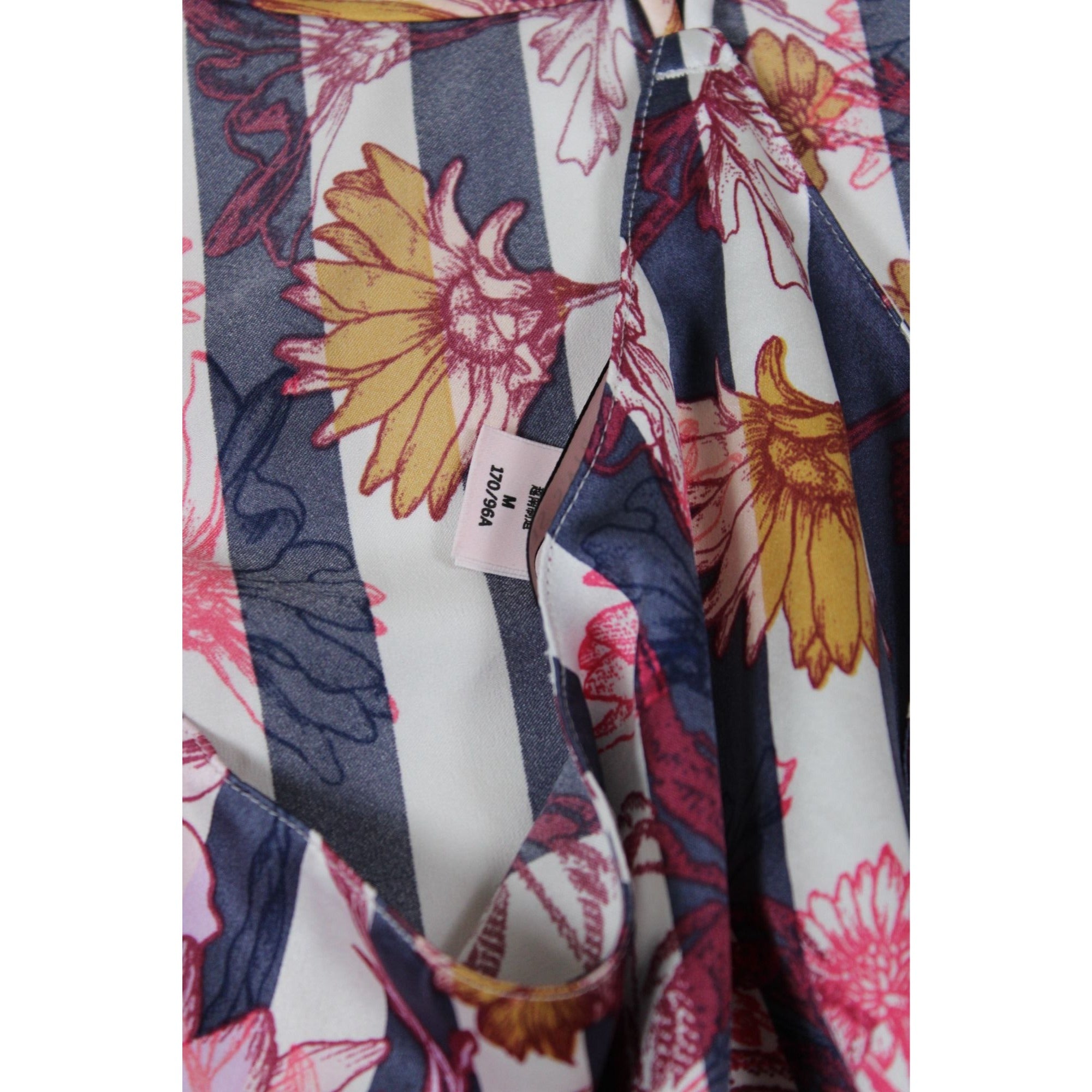 Floral Striped Sleeveless Cami Top With Back Tie Medium