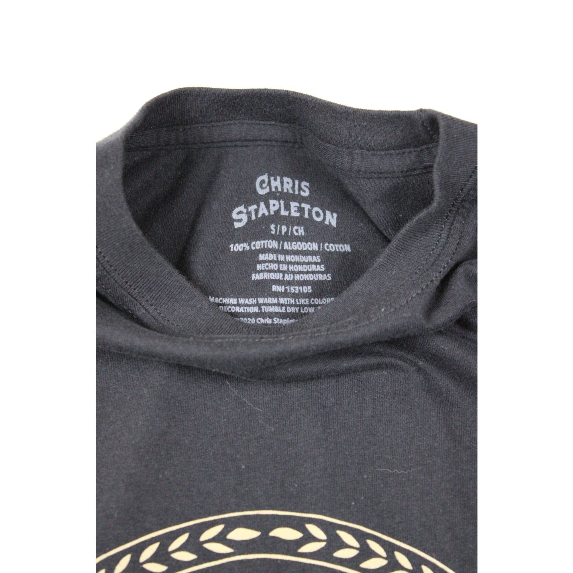 Chris Stapleton Smooth As Tennessee Whiskey Black Graphic T-Shirt Size S