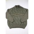 Sidrils Peruvian Alpaca Mens Green Pullover Sweater 1/4 Zip Geometric Knit Pattern M