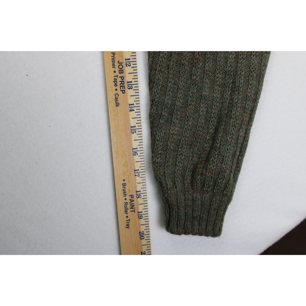 Sidrils Peruvian Alpaca Mens Green Pullover Sweater 1/4 Zip Geometric Knit Pattern M