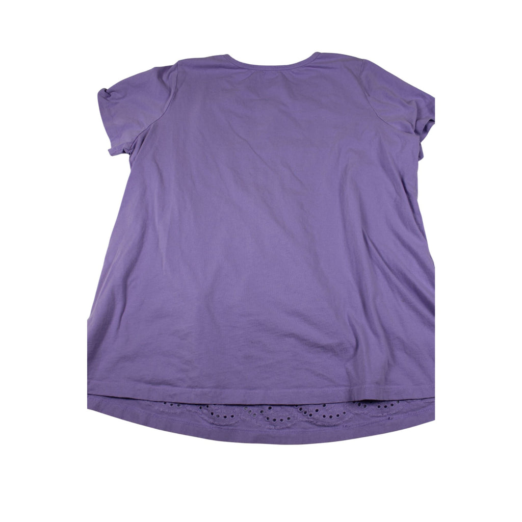 Woman Within Purple Short Sleeve Eyelet Tunic Top Size 18/20