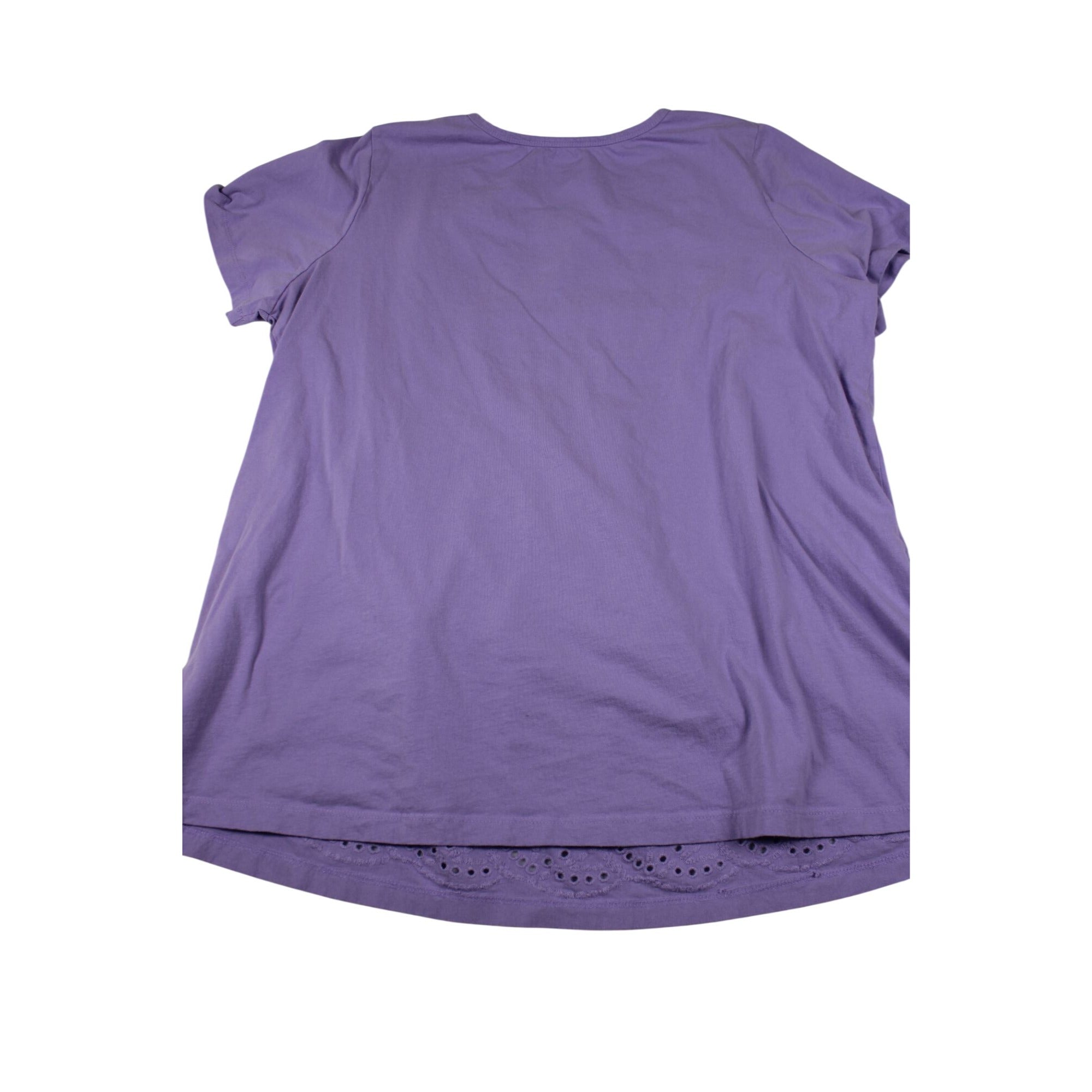 Woman Within Purple Short Sleeve Eyelet Tunic Top Size 18/20