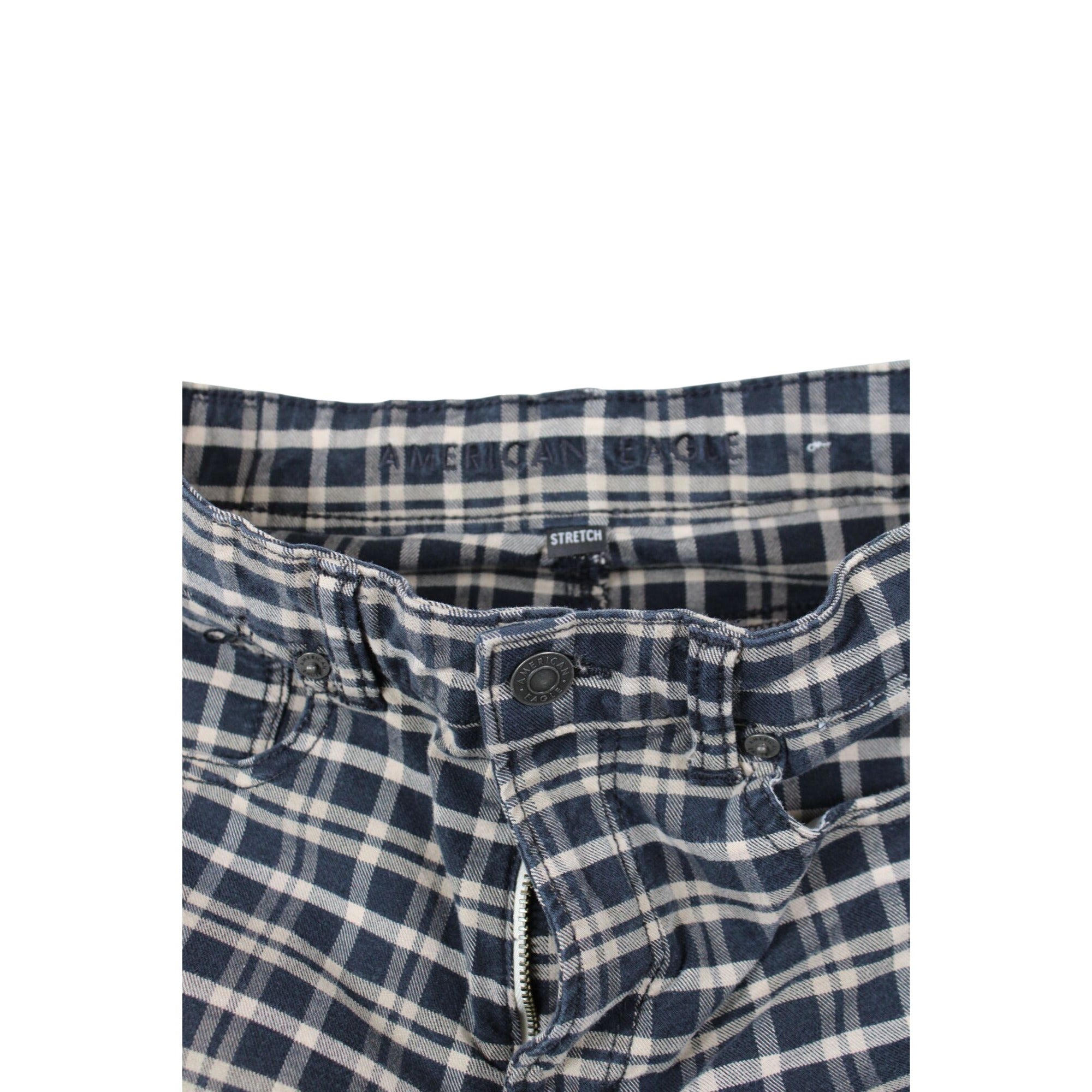 American Eagle Womens Black & White Plaid Stretch Pants Size L