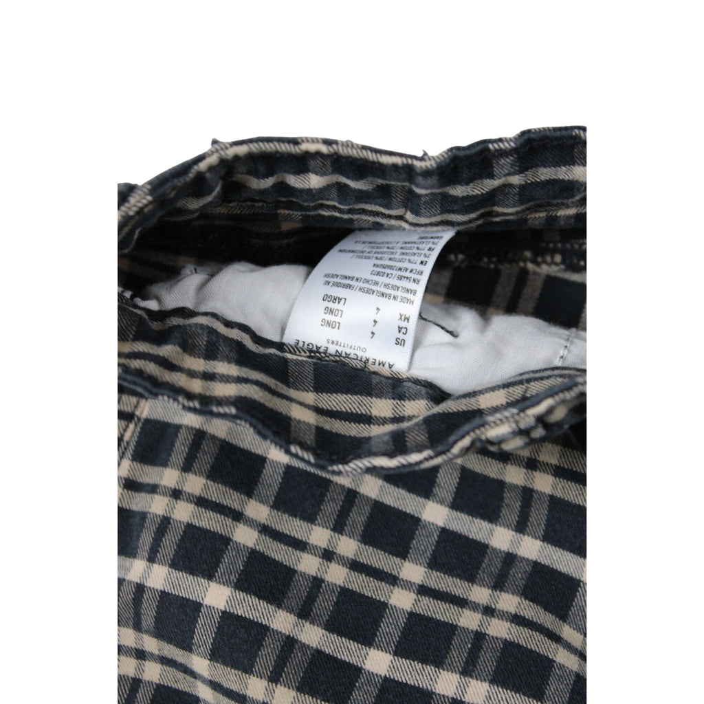American Eagle Womens Black & White Plaid Stretch Pants Size L