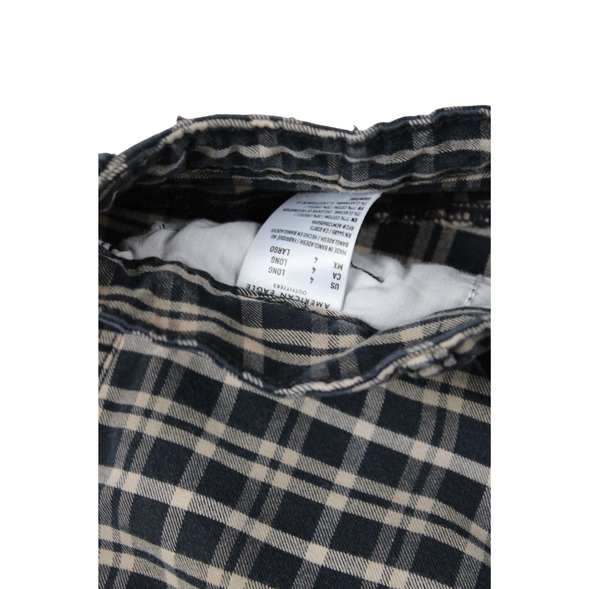 American Eagle Womens Black & White Plaid Stretch Pants Size L