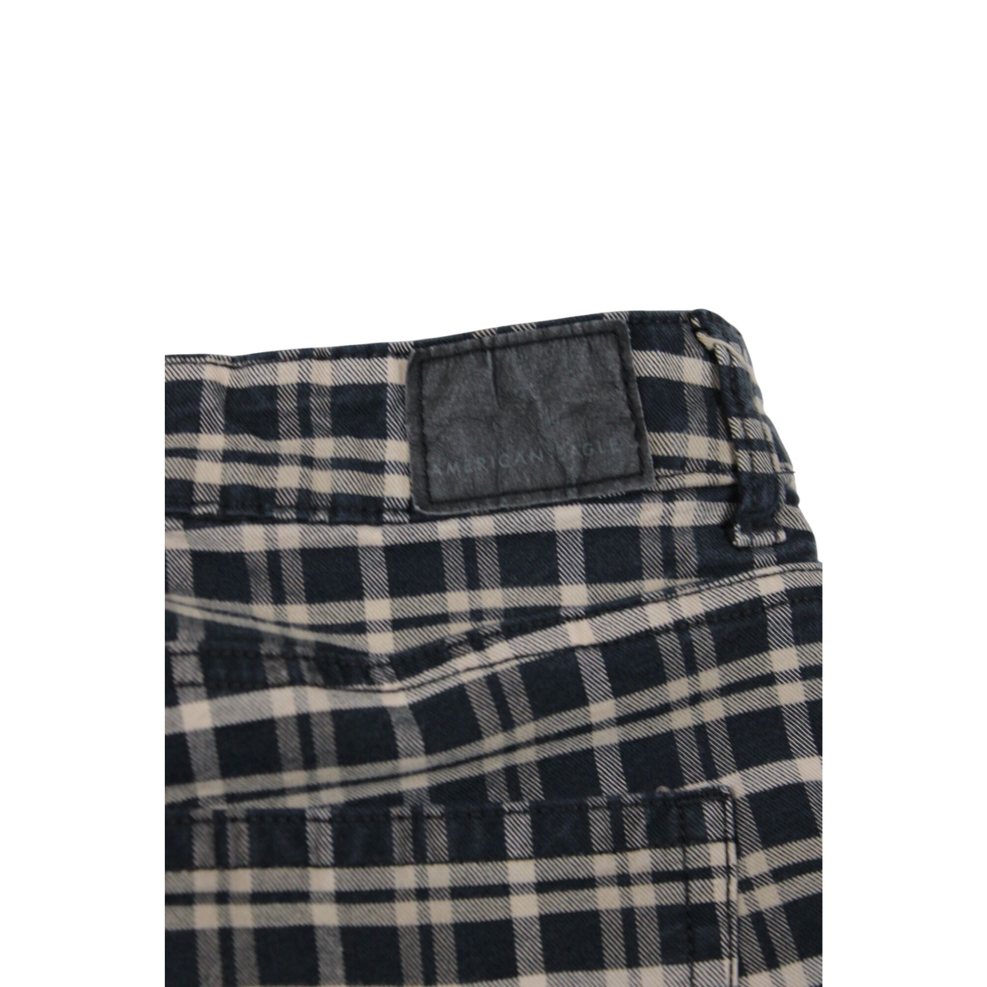 American Eagle Womens Black & White Plaid Stretch Pants Size L