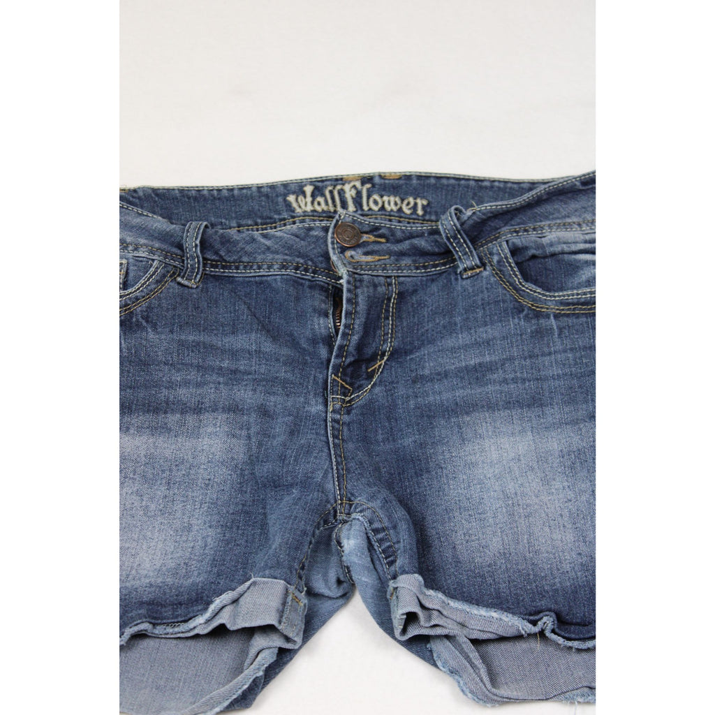 Wallflower Womens Distressed Denim Shorts With Rolled Cuffs Size 17