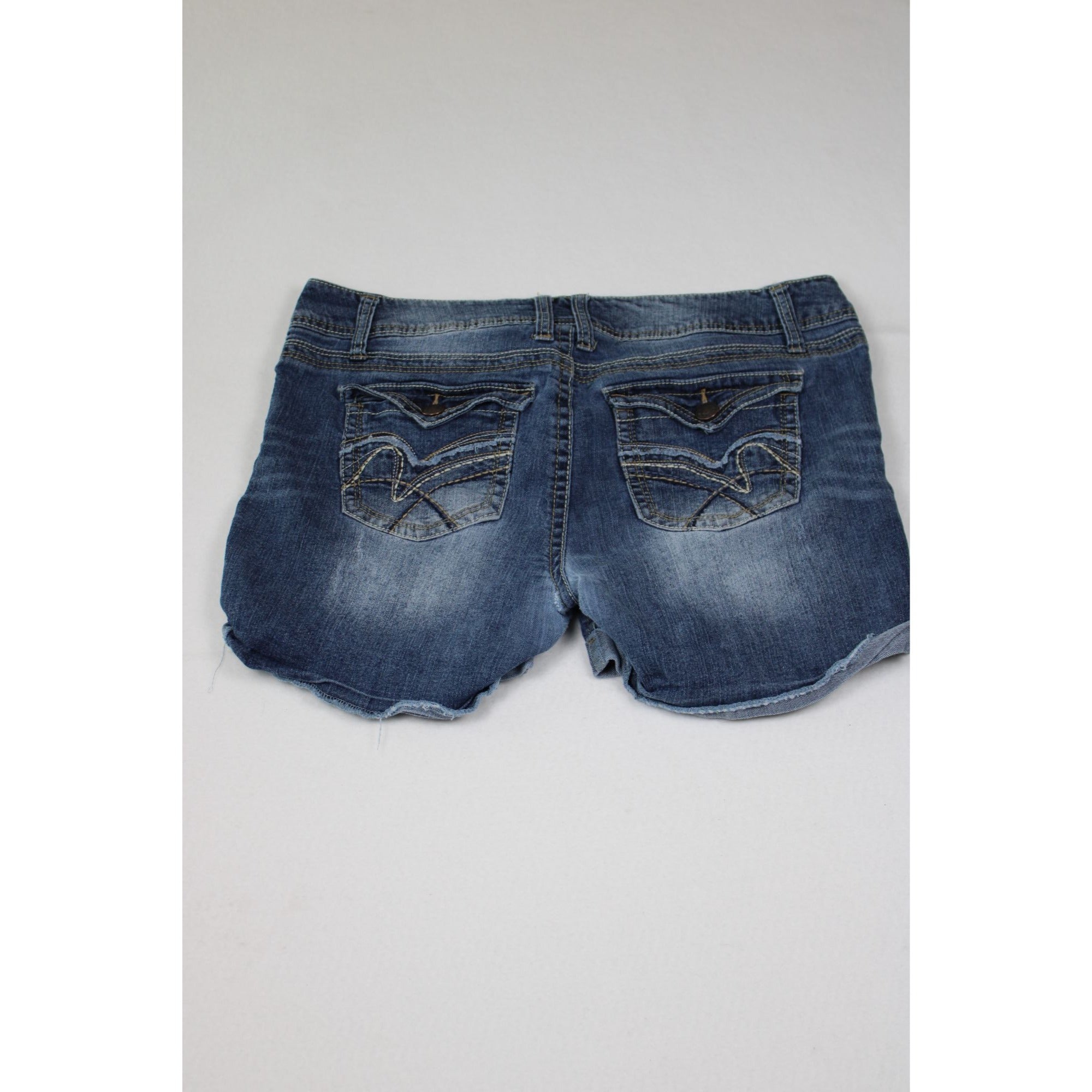Wallflower Womens Distressed Denim Shorts With Rolled Cuffs Size 17