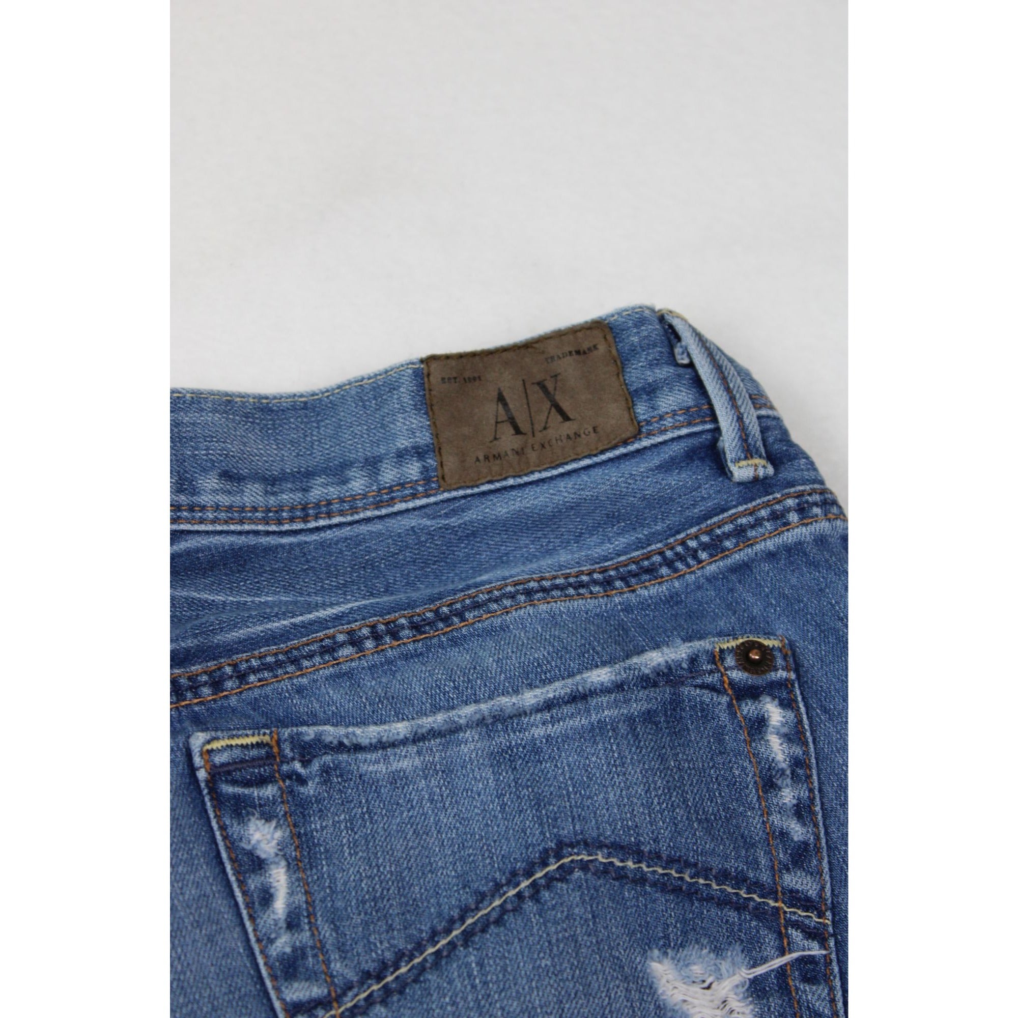 Armani Exchange Distressed Blue Denim Jeans Womens Size 6 Short