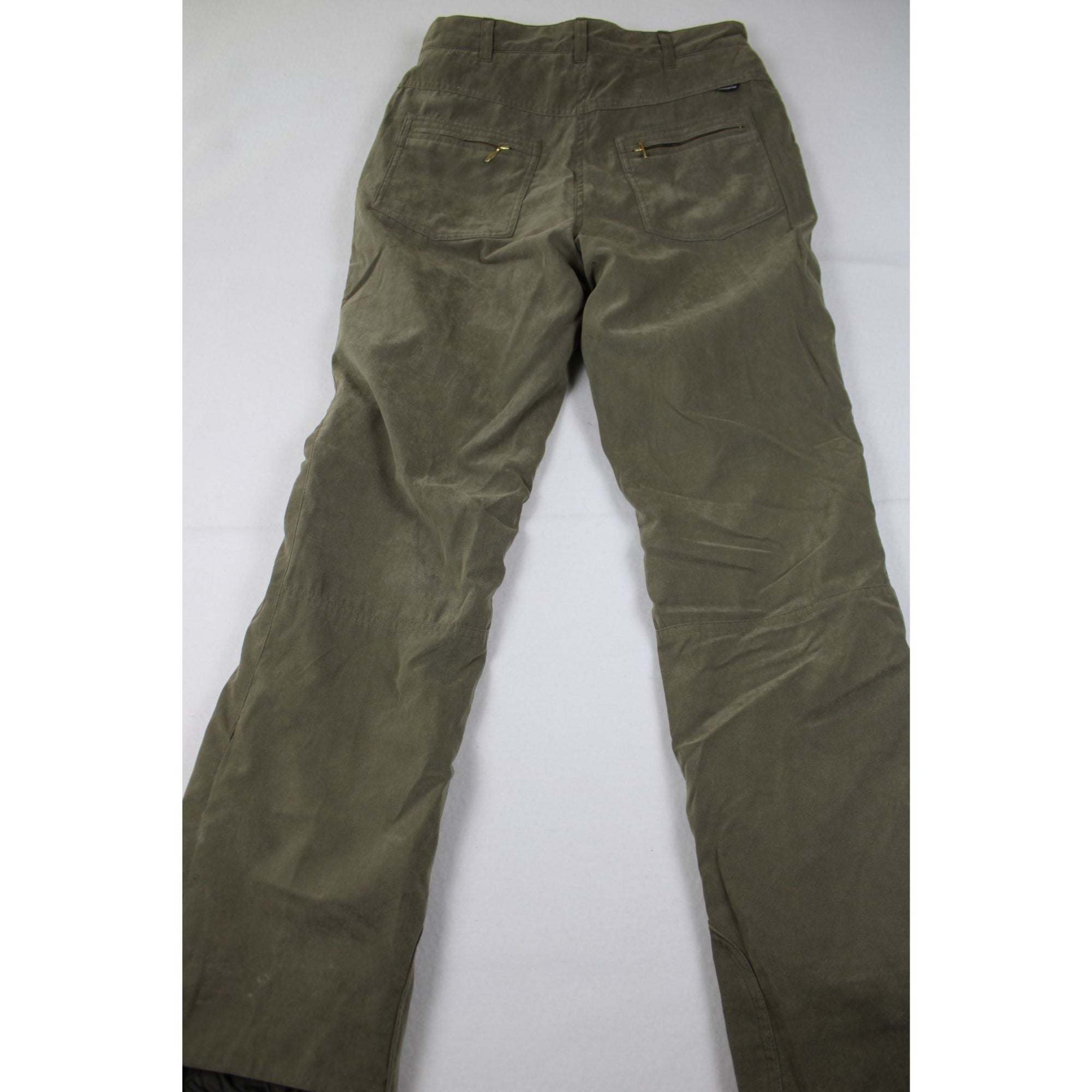 Vintage Obermeyer 1947 Resort Ski Pants | Olive Suede-Finish | Ladies Size 8 | Gold Hardware