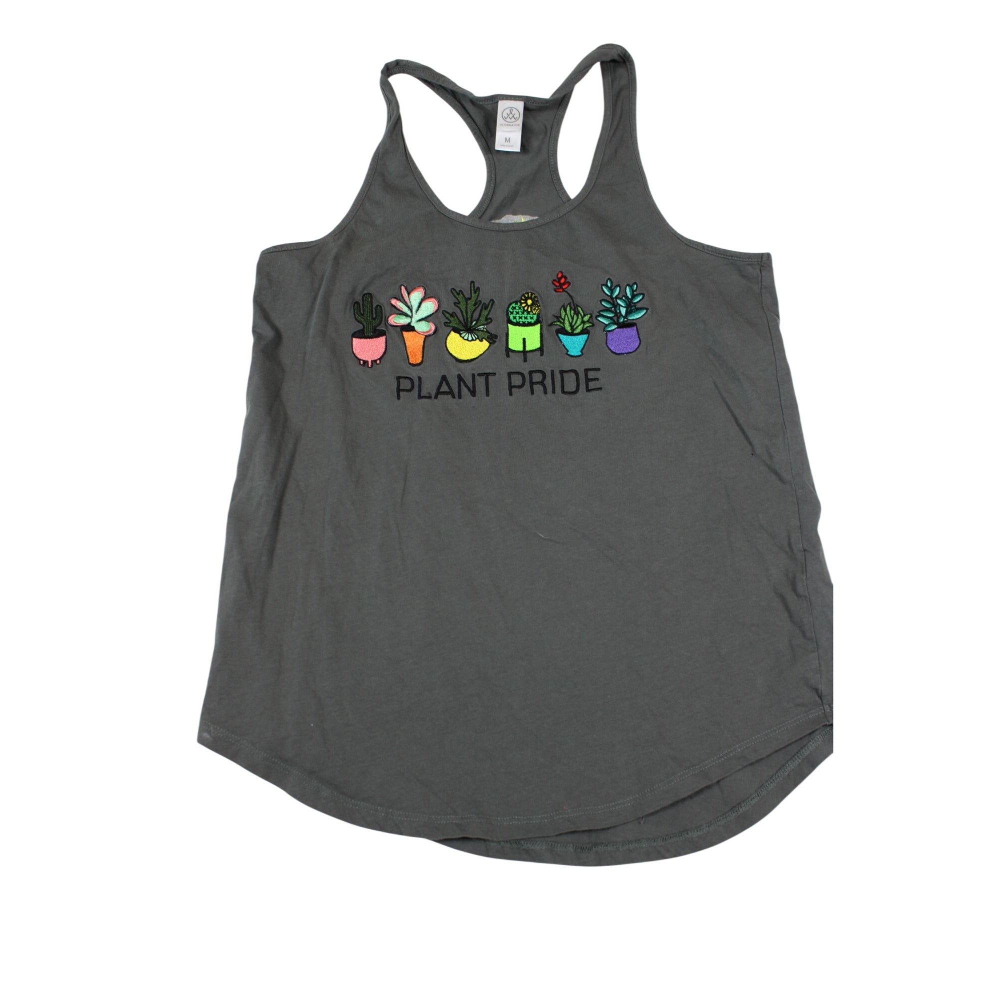 Plant Pride Womens Racerback Tank Top Gray Medium