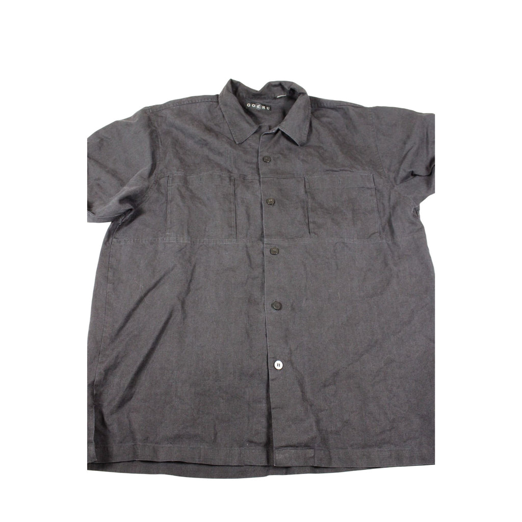 Gochu Mens Charcoal Gray Button-Up Short Sleeve Shirt Size XL