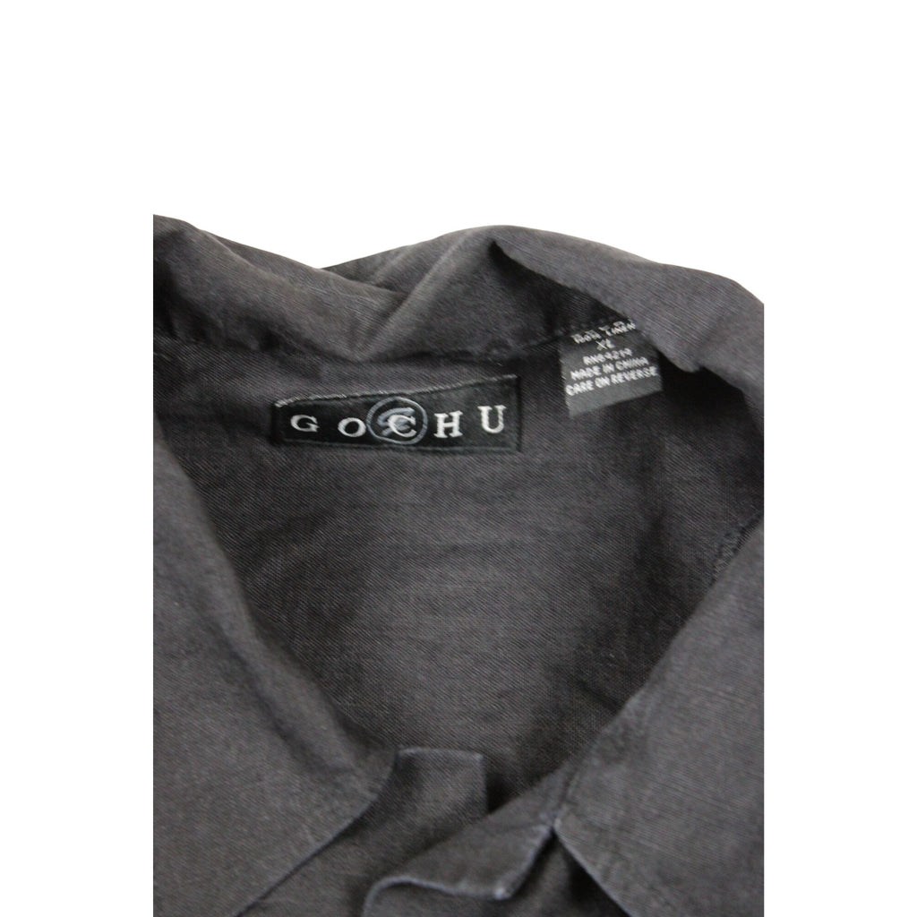 Gochu Mens Charcoal Gray Button-Up Short Sleeve Shirt Size XL