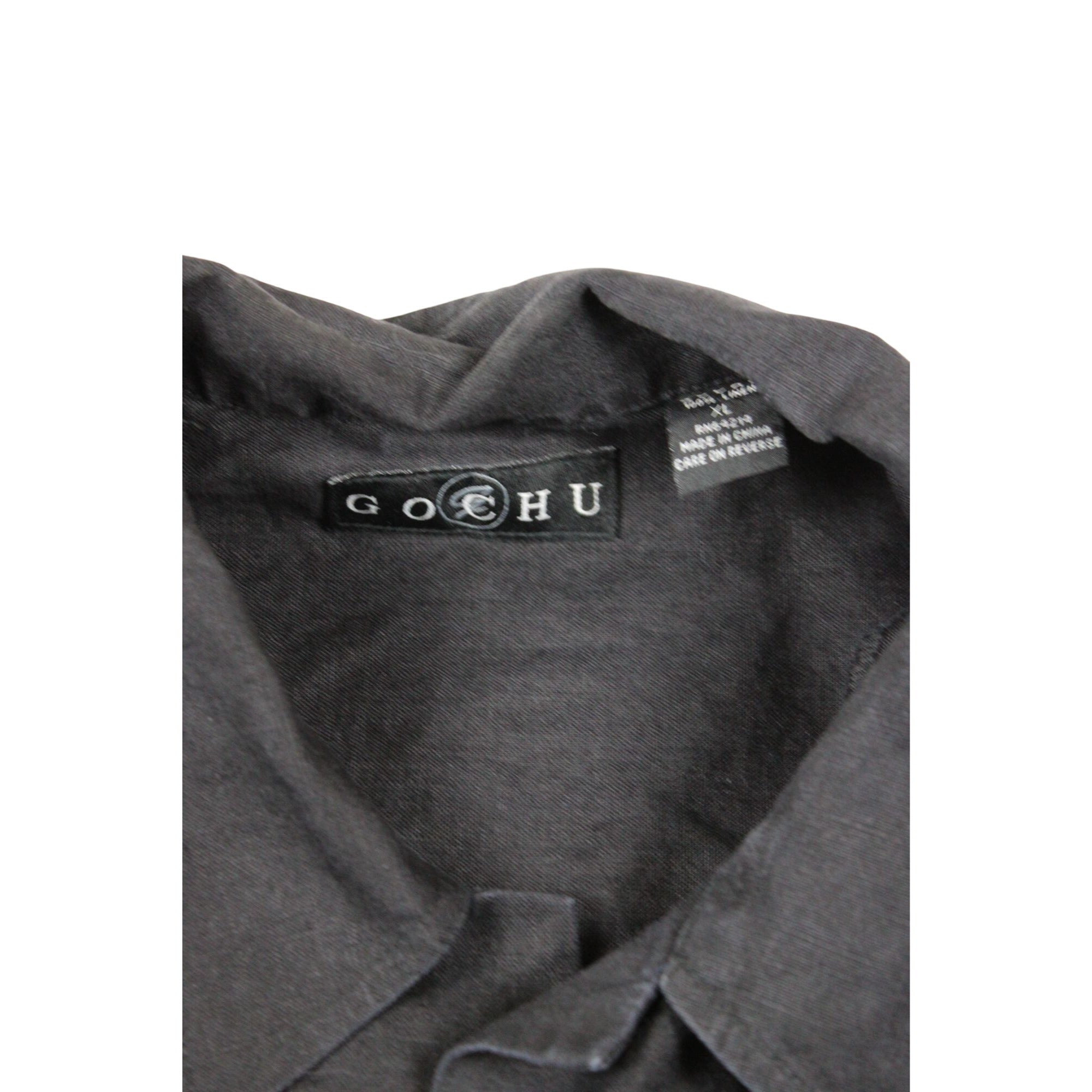 Gochu Mens Charcoal Gray Button-Up Short Sleeve Shirt Size XL