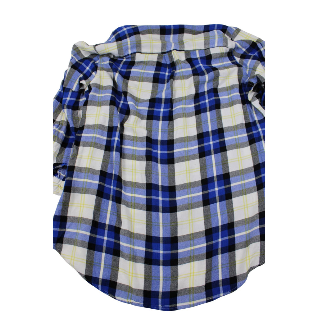Cato Womens Plus Size Plaid Button-Up Shirt 18/20W Blue White Black Long Sleeve