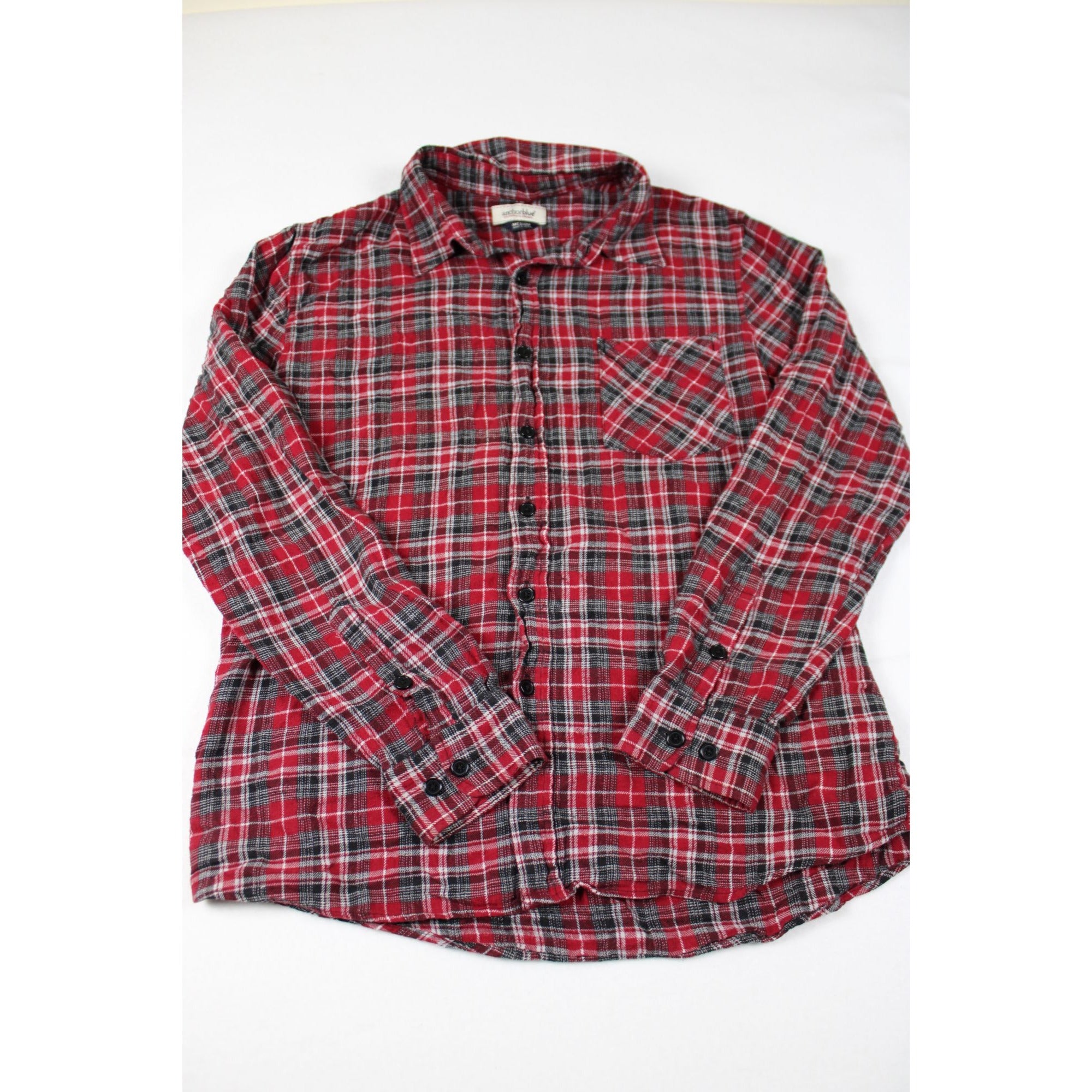Anchor Blue Red & Black Plaid Button-Up Flannel Shirt Medium