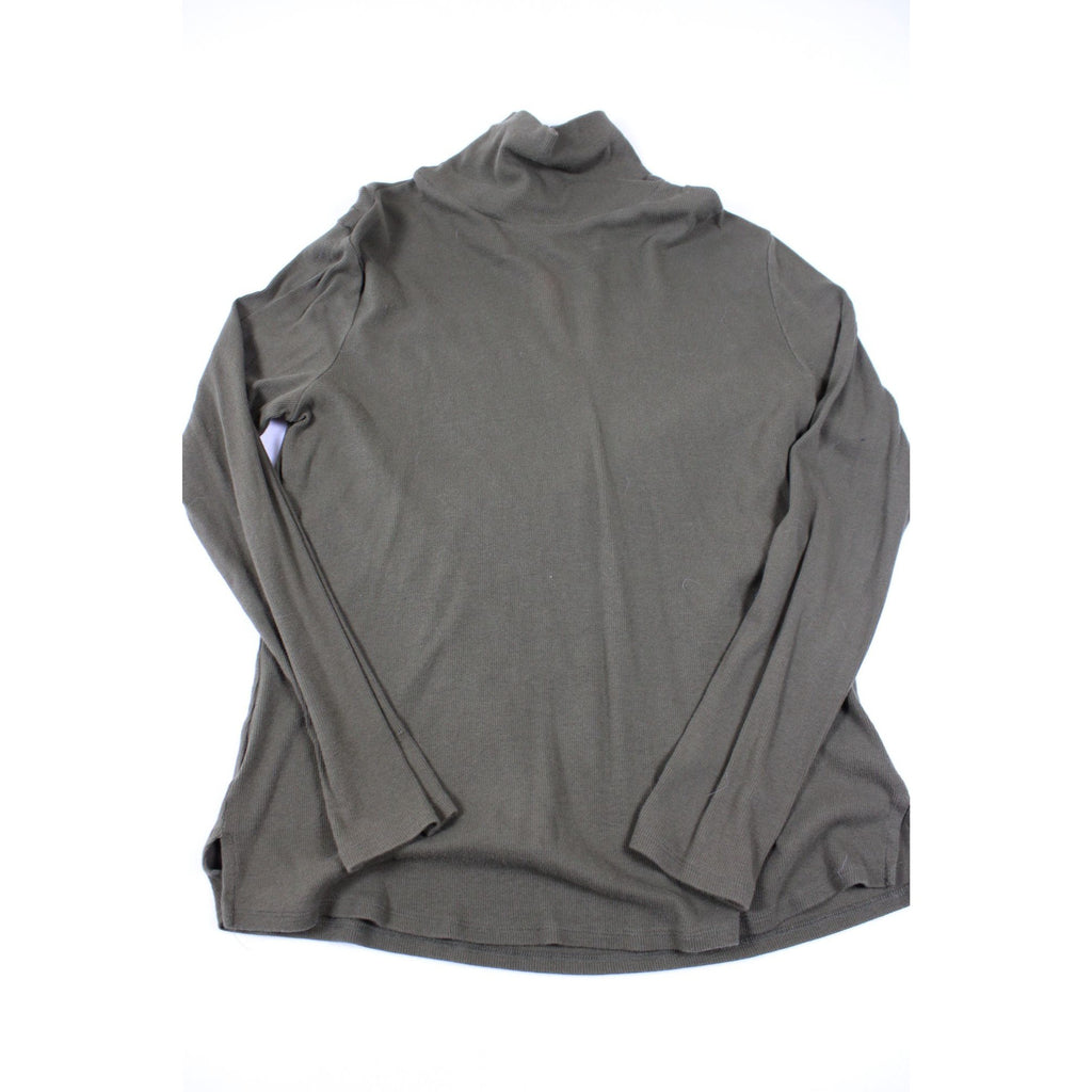 Ambiance Womens Plus Size Olive Green Turtleneck Top 3X