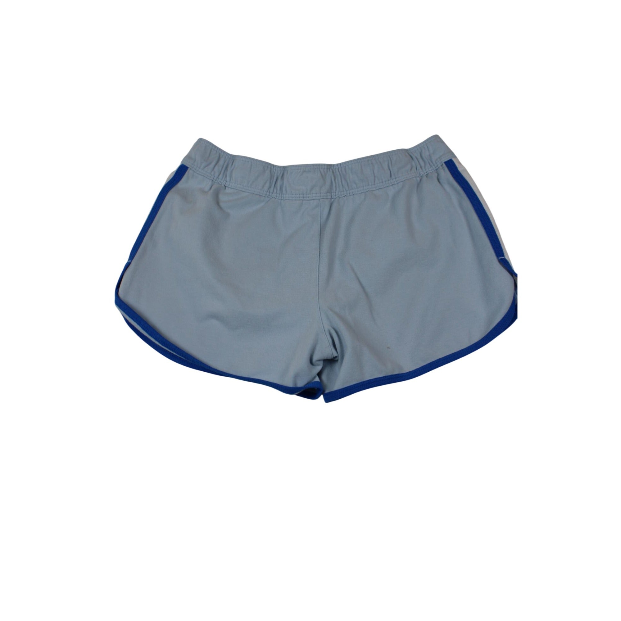 Nike Womens Light Blue Running Shorts With Blue Trim Elastic Waist And Drawstring Size M