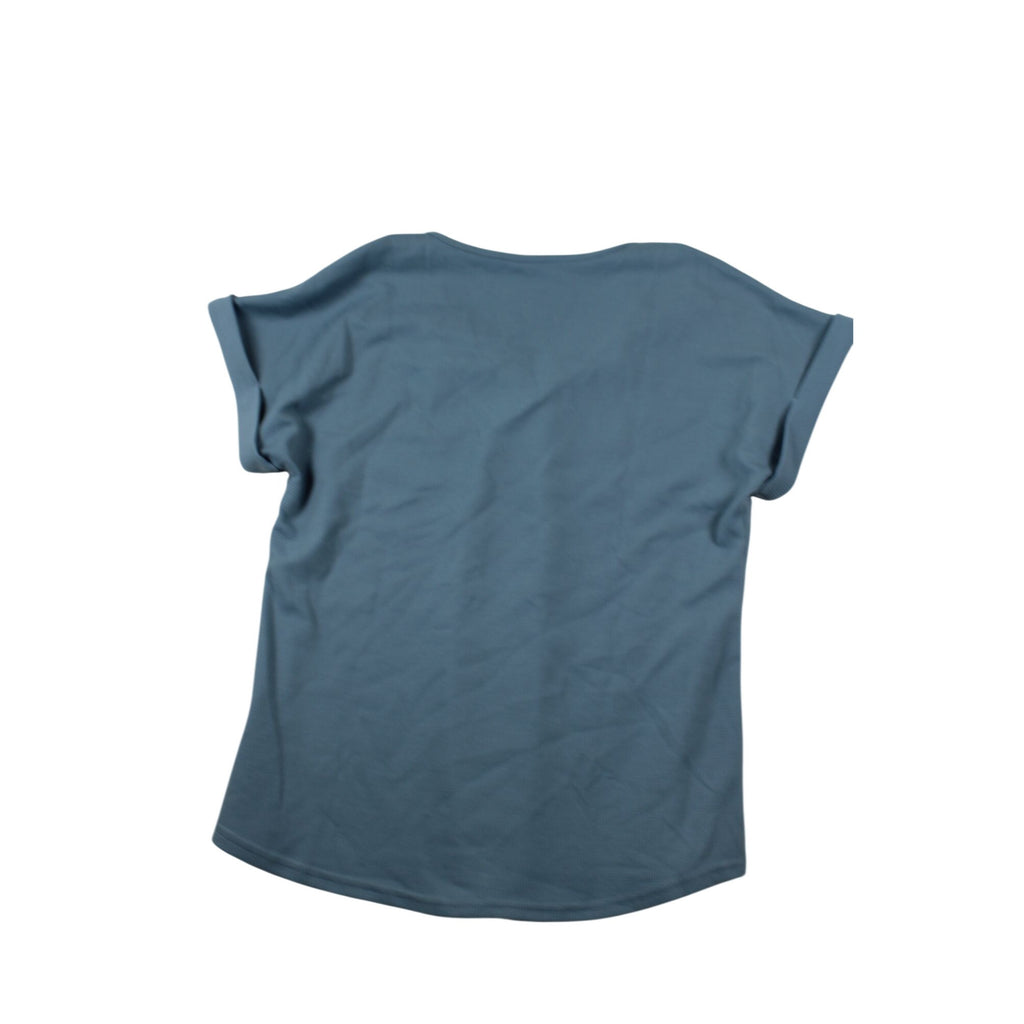 NWT AnaBess Blue V-Neck Short Sleeve Waffle Knit Top Size S