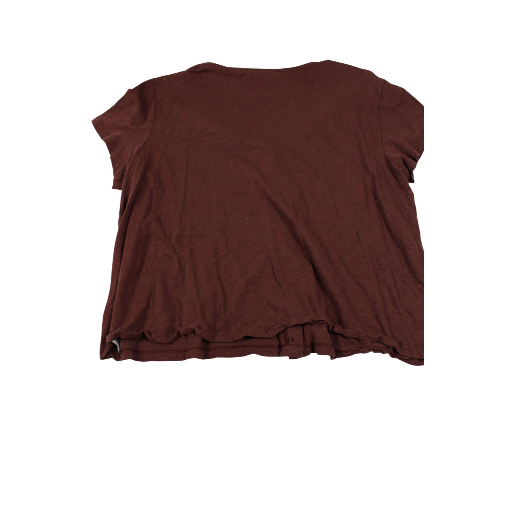 Button-Front Brown V-Neck Short Sleeve Top XL