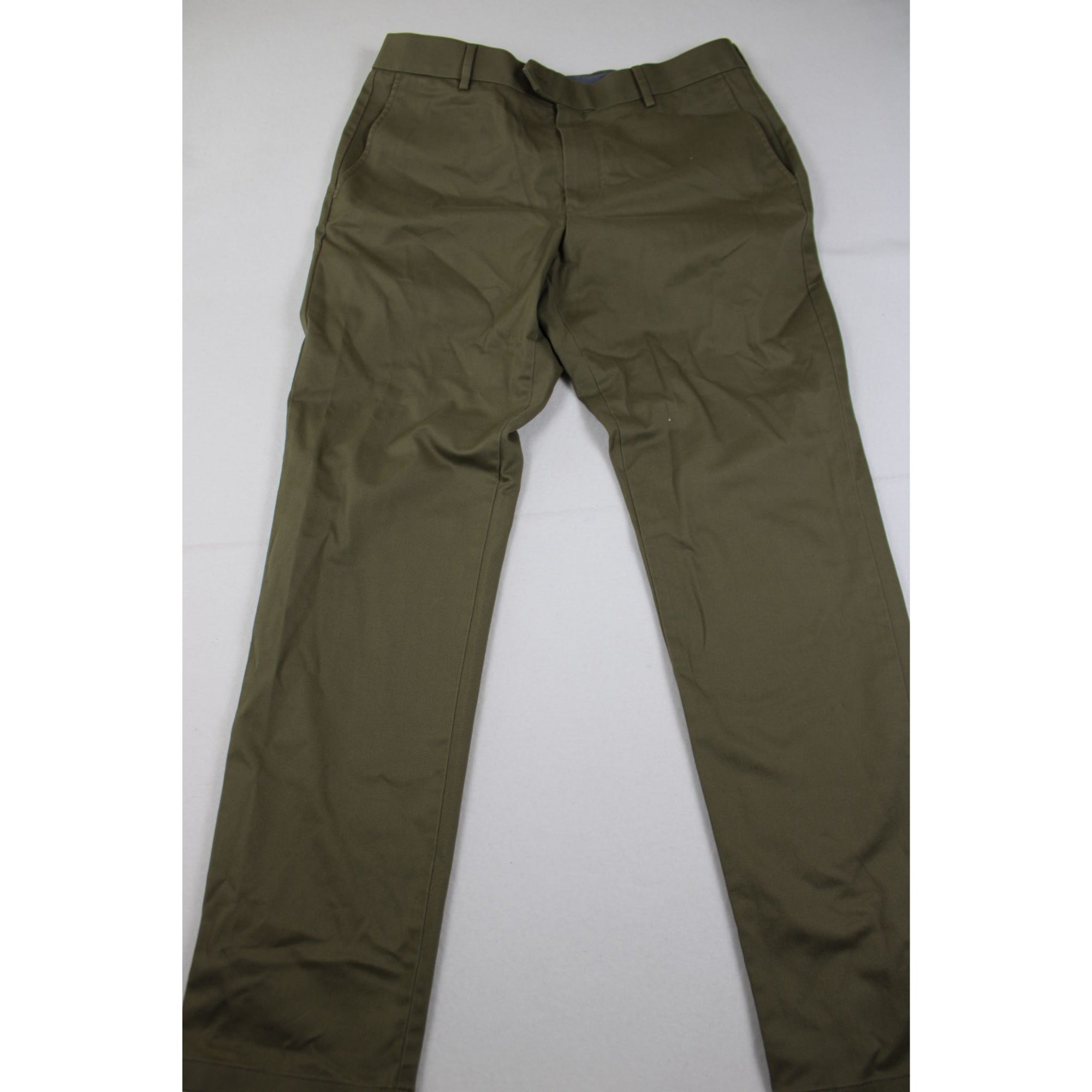 Mens Olive Green Chino Pants 34W X 32L Cotton Blend Slim Fit Made In Vietnam
