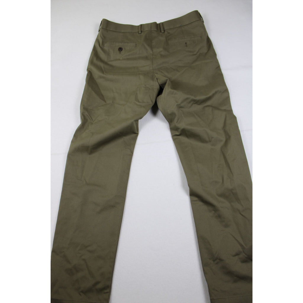 Mens Olive Green Chino Pants 34W X 32L Cotton Blend Slim Fit Made In Vietnam