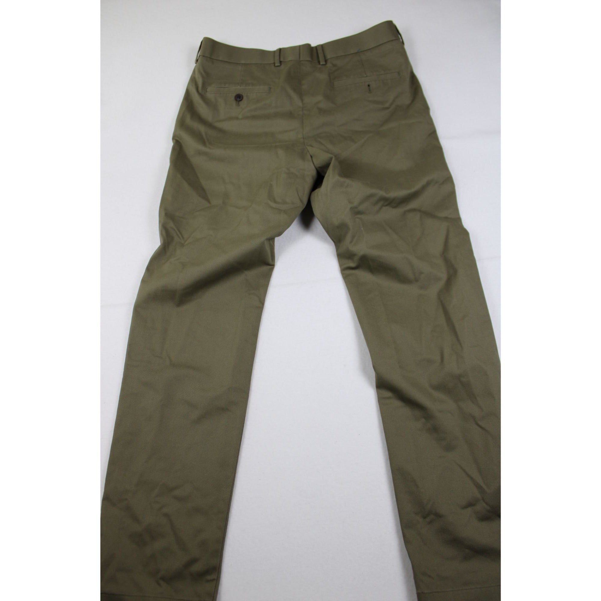 Mens Olive Green Chino Pants 34W X 32L Cotton Blend Slim Fit Made In Vietnam