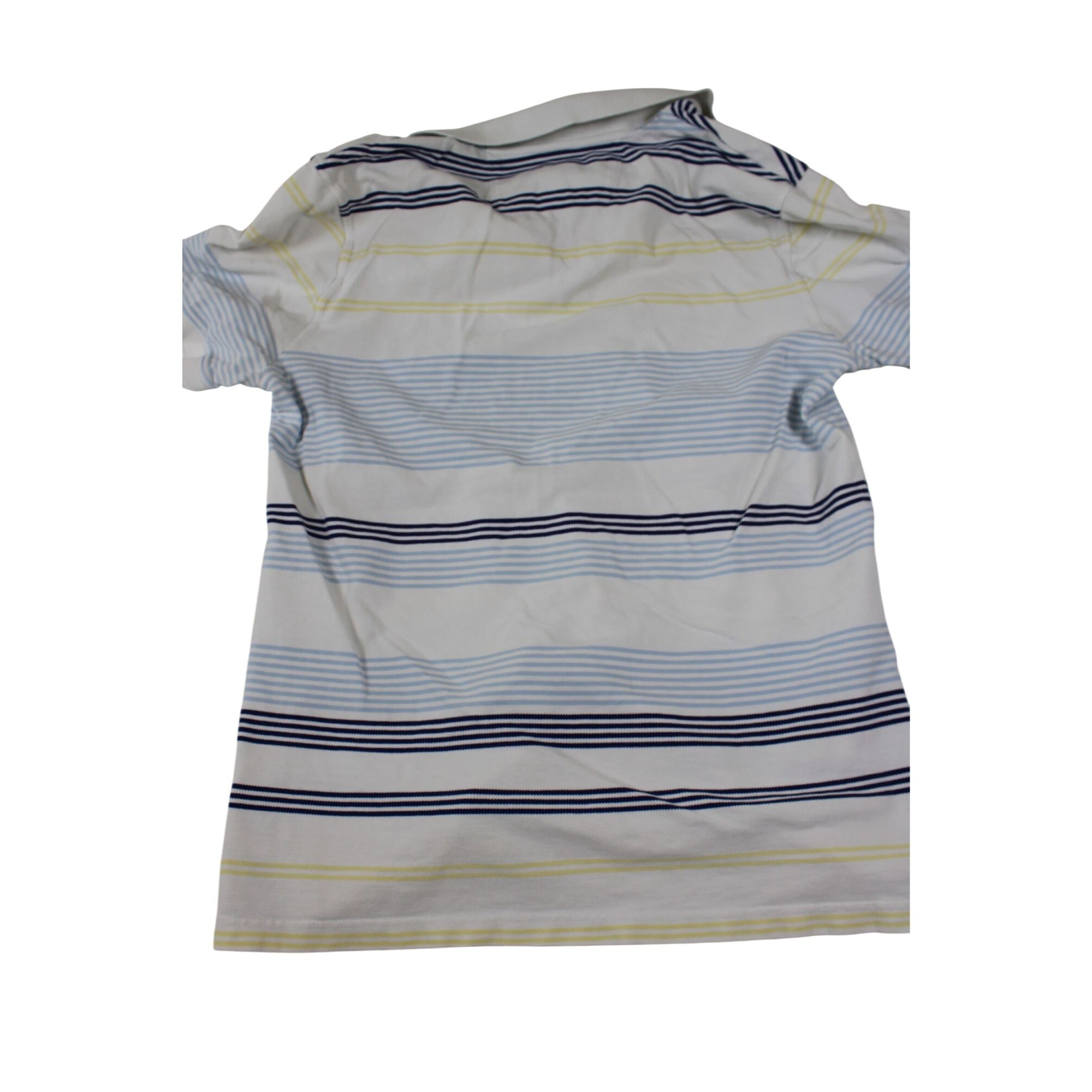 Banana Republic Mens Striped Polo Shirt White Blue Yellow Short Sleeve M