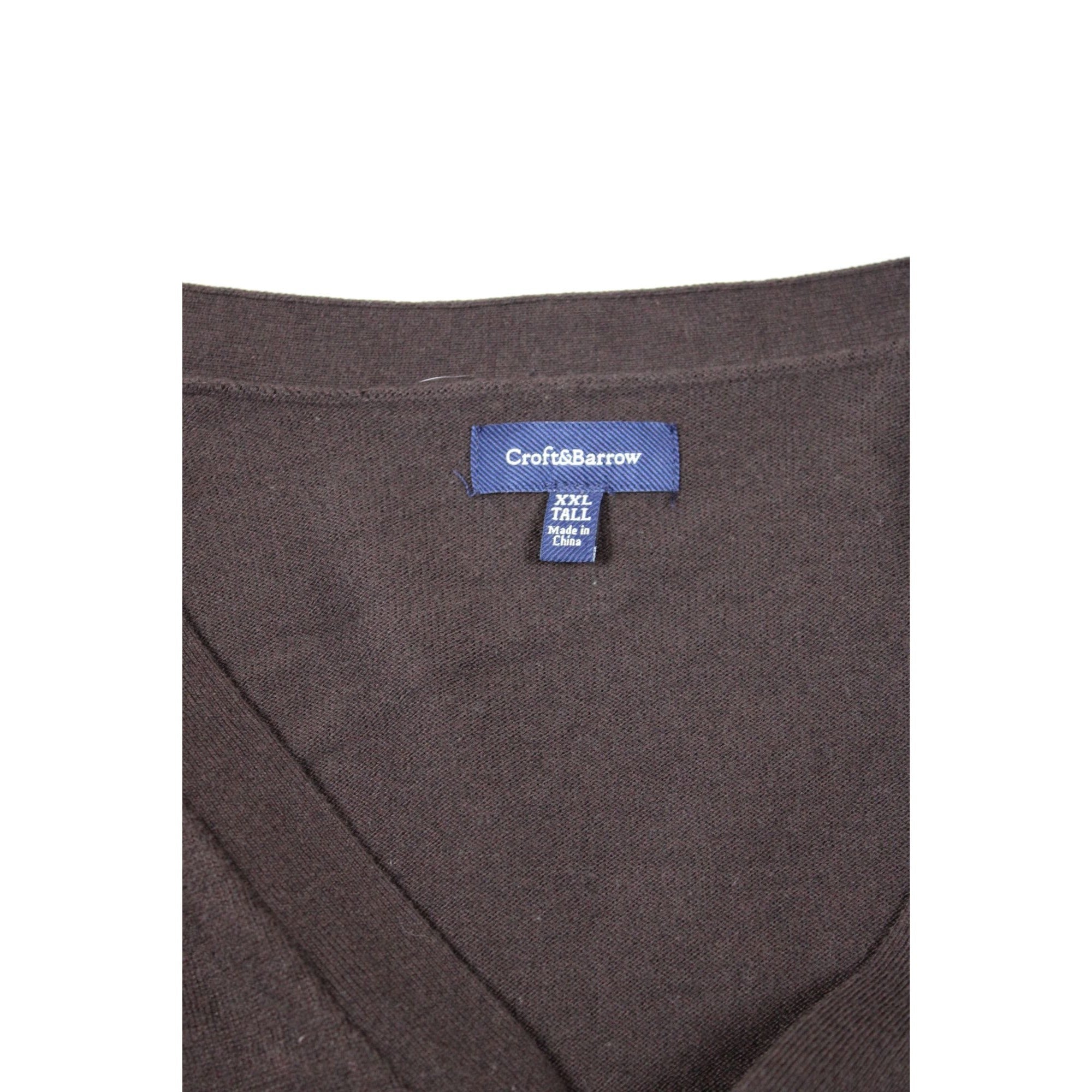 Croft & Barrow Mens Brown XXL Tall Button-Up Cardigan Sweater