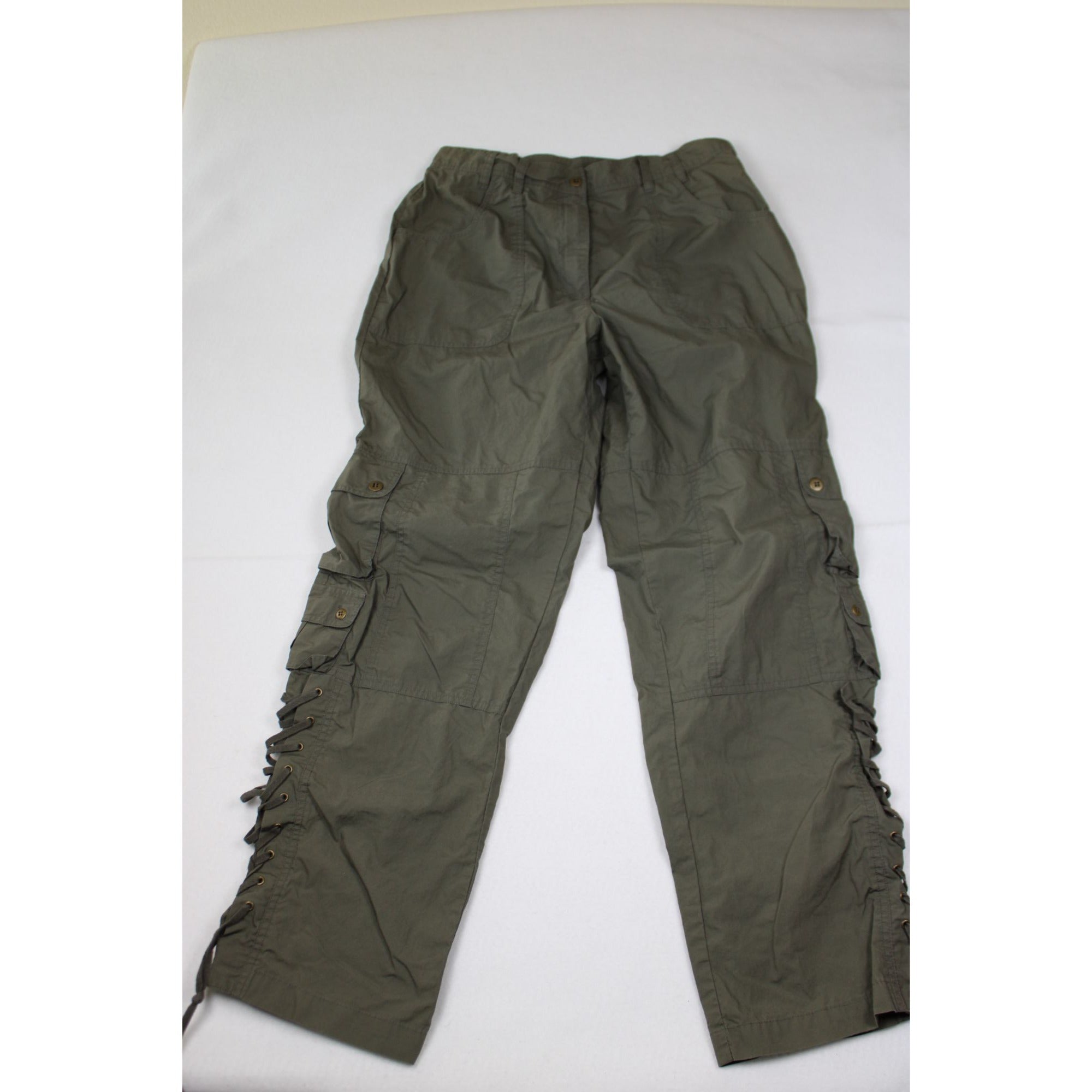 Together Olive Green Cargo Pants With Lace-Up Sides Size 12