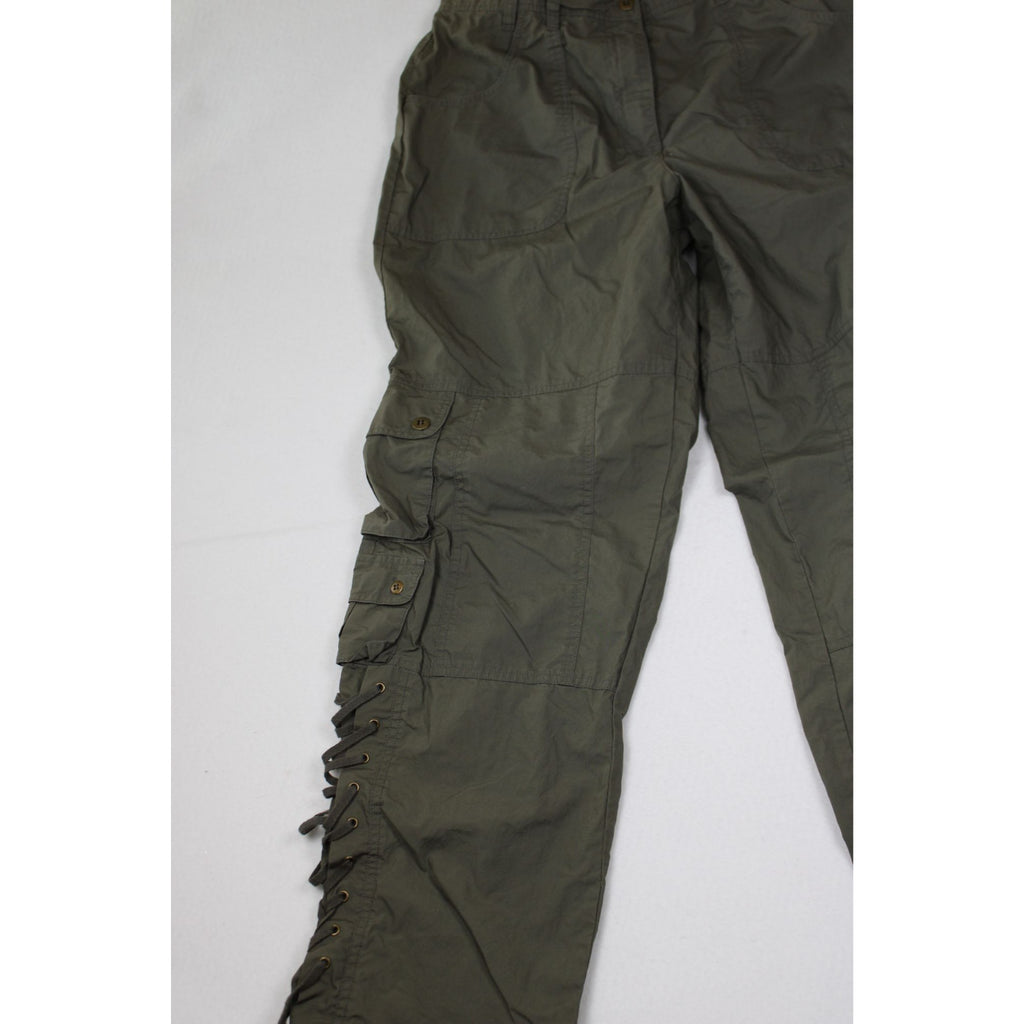 Together Olive Green Cargo Pants With Lace-Up Sides Size 12