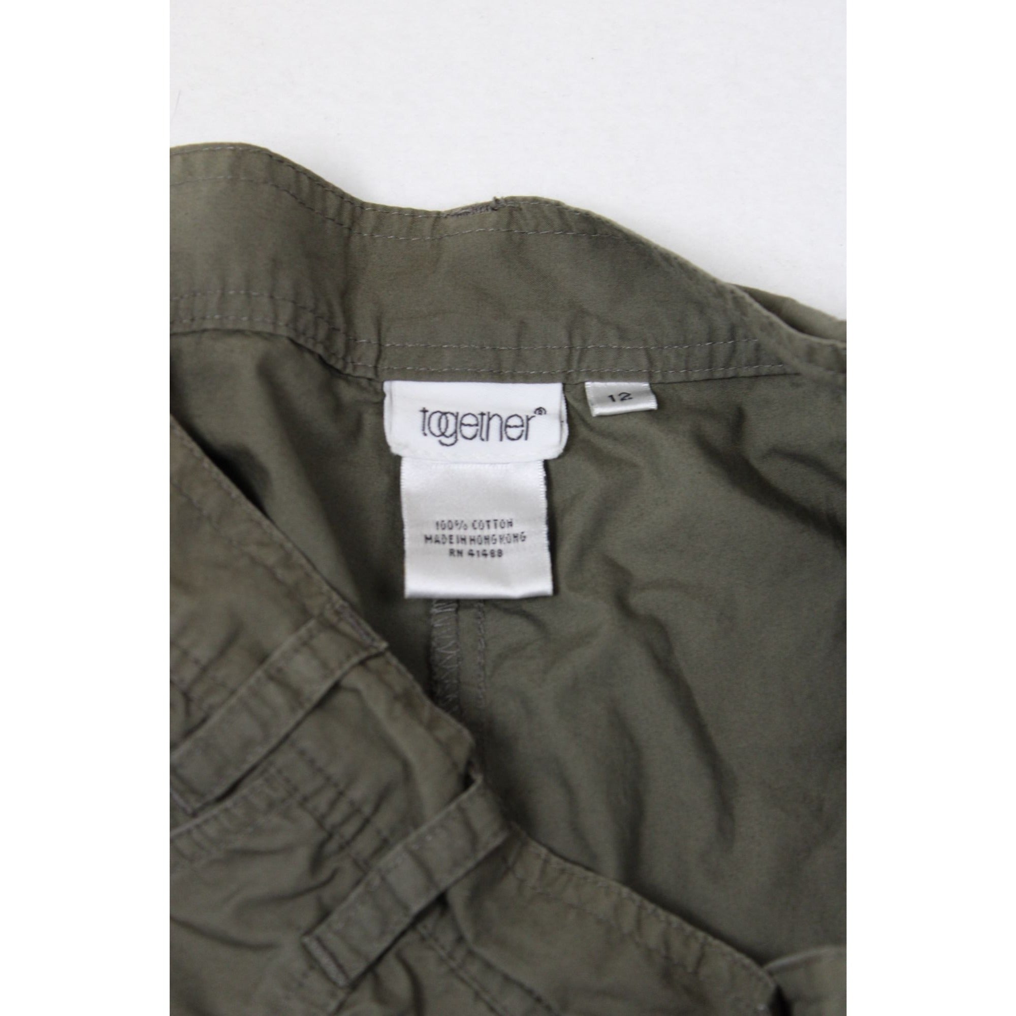 Together Olive Green Cargo Pants With Lace-Up Sides Size 12