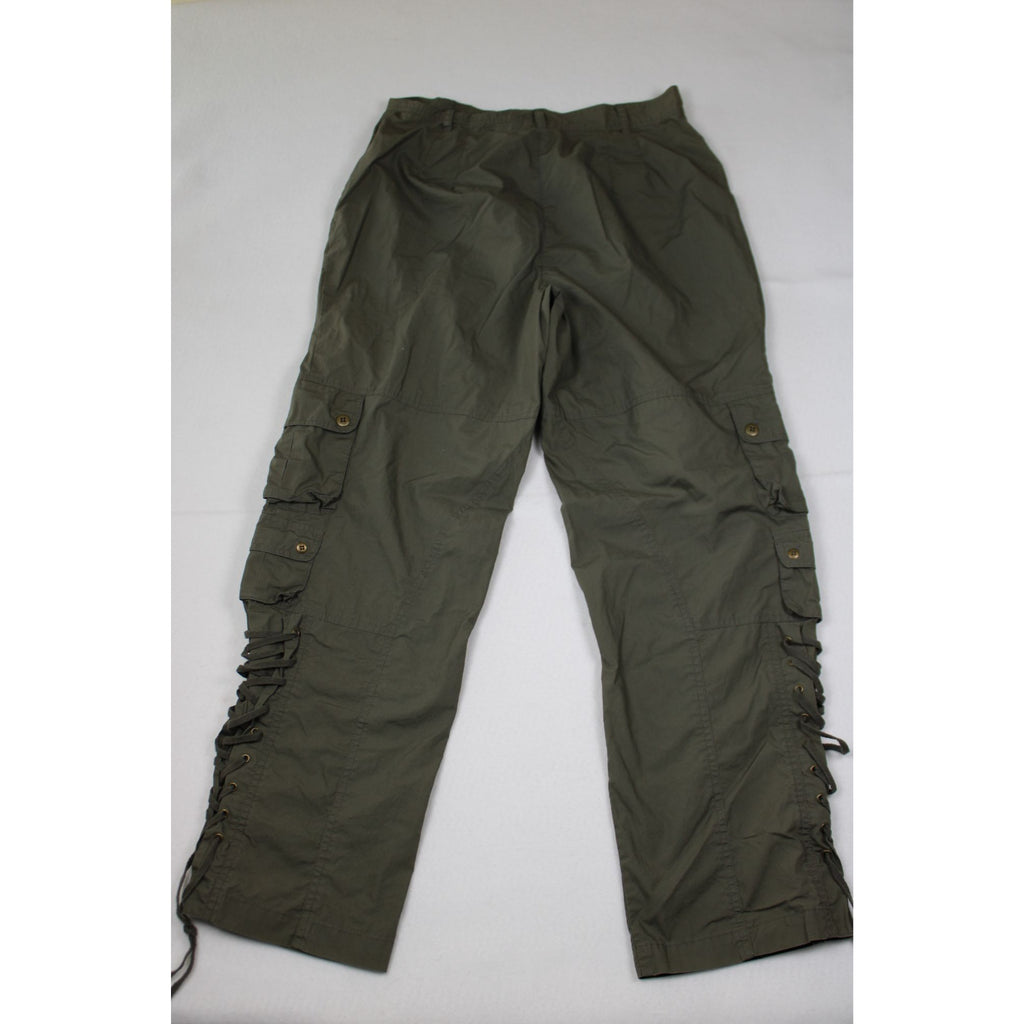 Together Olive Green Cargo Pants With Lace-Up Sides Size 12