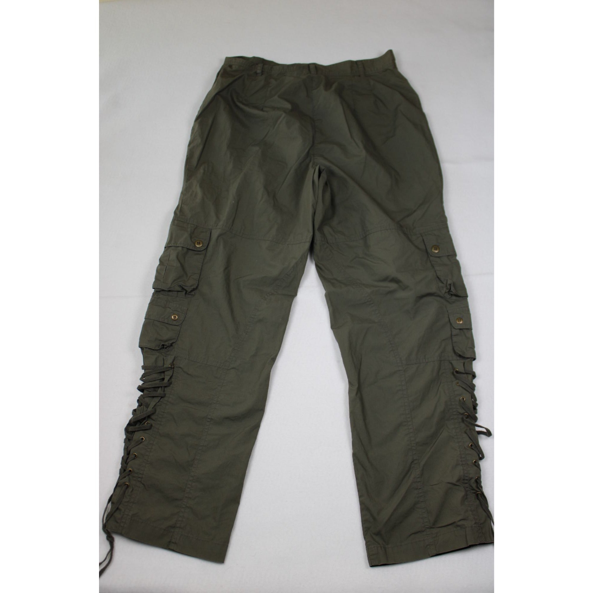 Together Olive Green Cargo Pants With Lace-Up Sides Size 12