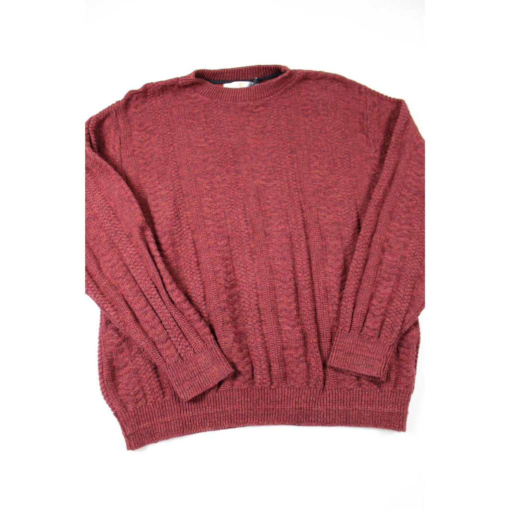 Bill Blass Vintage Maroon Crewneck Sweater Textured Knit Medium Men’s Pullover