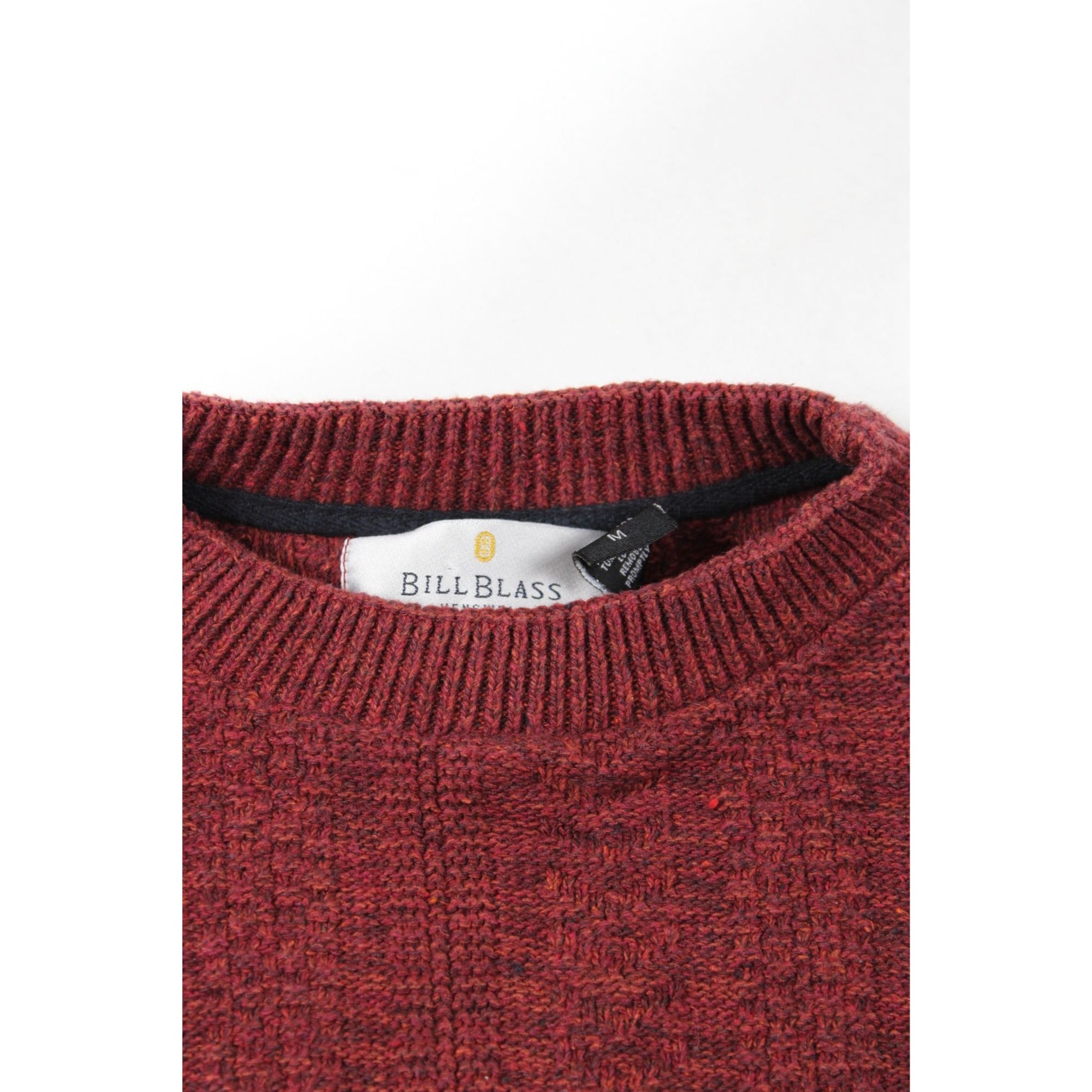 Bill Blass Vintage Maroon Crewneck Sweater Textured Knit Medium Men’s Pullover