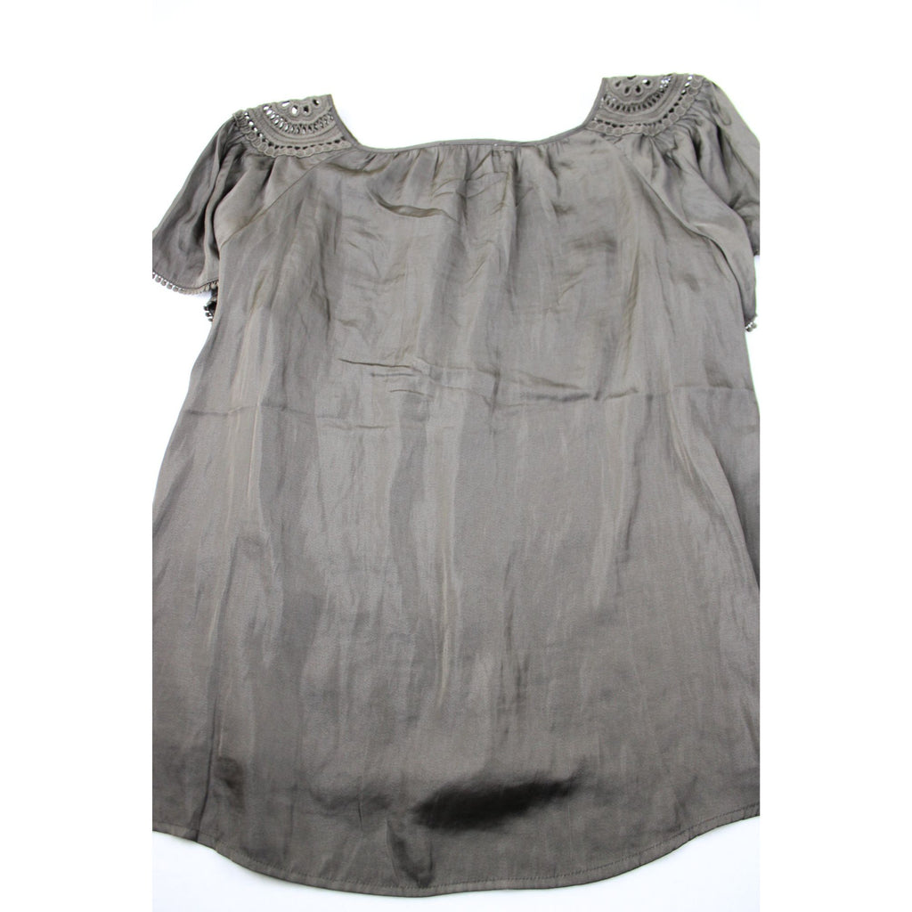 Philosophy Womens Embroidered Scoop Neck Top 2X Short Sleeve