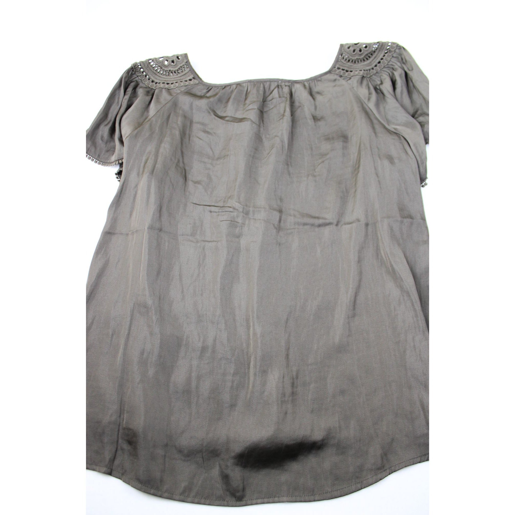 Philosophy Womens Embroidered Scoop Neck Top 2X Short Sleeve